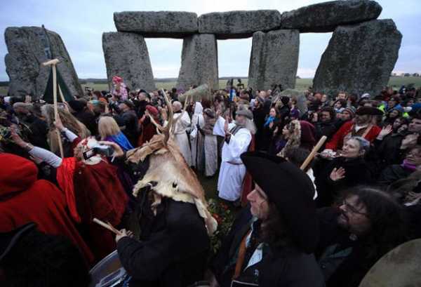 Druids, pagans and revellers take part in a winter solstice ceremony at Stonehenge (Pic:Getty)