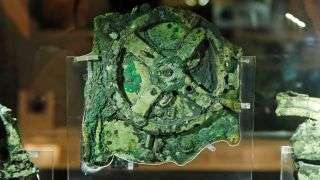 This is the largest piece of the 2,100-year-old Antikythera Mechanism, which is on display at the National Archaeological Museum in Athens, Greece.