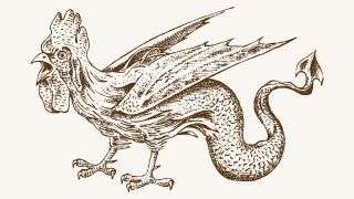 An illustration of a cockatrice, a mythical creature.