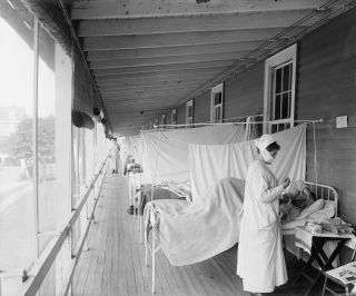 The Walter Reed Hospital flu ward in Washington D.C. treated patients during the 1918 flu pandemic.