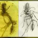 Scythelike jaws of Cretaceous ‘hell ant’ clutch a baby cockroach in an amber tomb