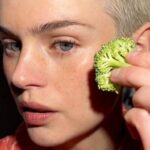 Model creates perfect fake freckles – using a head of broccoli