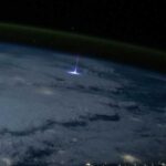 A stunning photo taken from the ISS shows a 'giant jet' of upward-striking lightning towering 50 miles above New Orleans.