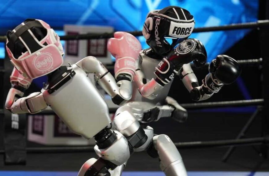 China pits rival humanoids against each other in world's first 'robot boxing tournament'