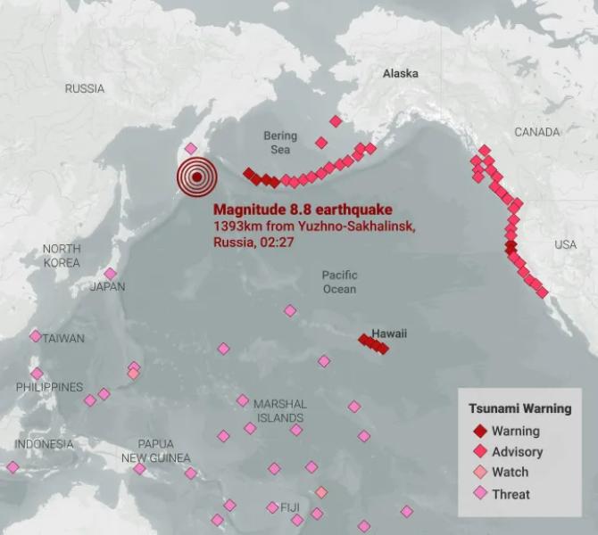 Tsunami Warning Map METRO GRAPHICS 3007