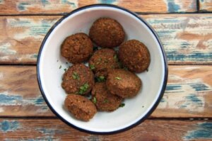 Schoolchildren fell ill after eating falafel contaminated with human waste.