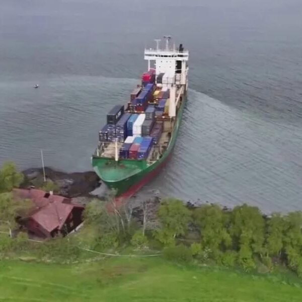 Norwegian man wakes up to find 443-foot cargo ship grounded in his…