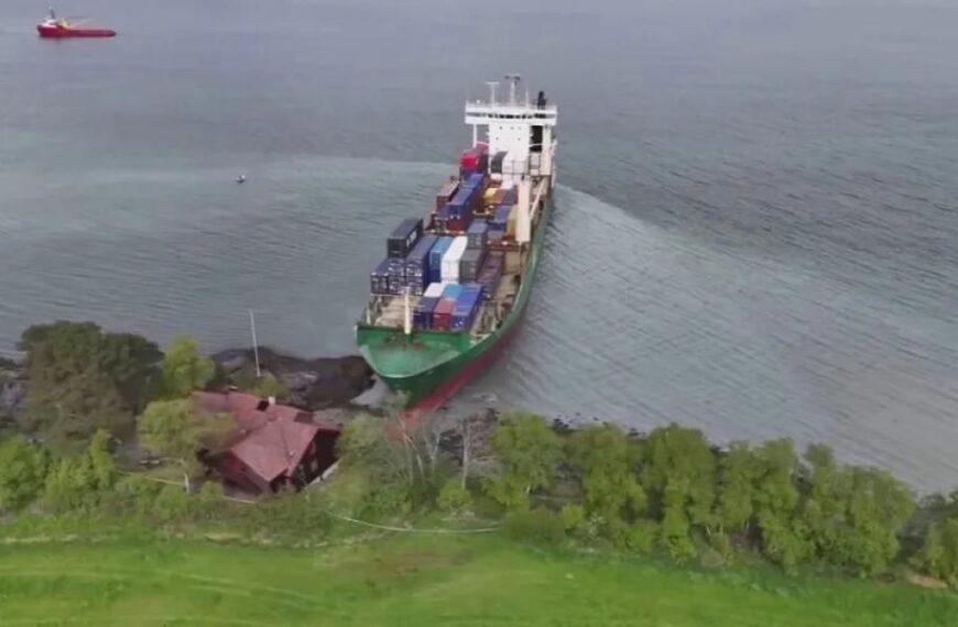 Norwegian man wakes up to find 443-foot cargo ship grounded in his&hellip;
