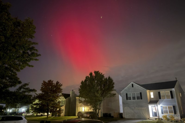 The Northern Lights are seen over Round Lake Heights, Ill., in November. A burst of solar material known as a coronal mass ejection (CME) was detected by NOAA satellites departing the sun on Monday, meaning the lights could be seen by Tuesday in some northern parts of the United States. File Photo by Tannen Maury/UPI