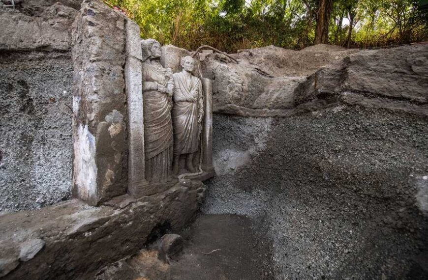 Life-size funerary relief discovered in Pompeii necropolis