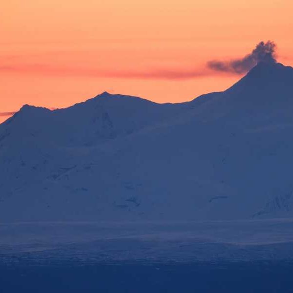 A huge plume of steam rises from Alaska’s Mount Spurr as the…